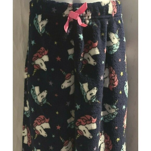 Bobbie Brooks Girls Plush PJ Lounge Pants Size M 7/8 Navy Blue Unicorn Print - Picture 4 of 9